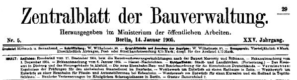 Quelle: Zentralblatt der Bauverwaltung 1905