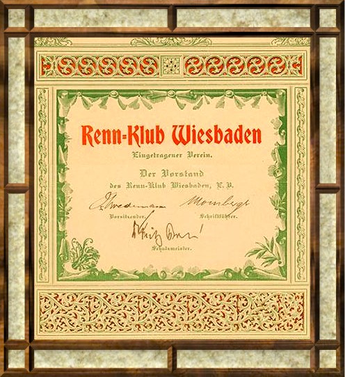 Auszug aus Urkunde des Renn-Klub Wiesbaden E.V. - Fotomontage